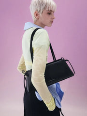 Charles & Ke*th - Hazel Bow Elongated Trapeze Shoulder Bag - Black