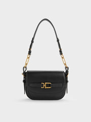 Charles & Ke*th - Gwynne Metallic-Accent Saddle Bag - Black