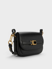 Charles & Ke*th - Gwynne Metallic-Accent Saddle Bag - Black