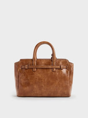 Charles & Ke*th - Mini Delfina Belted Tote Bag - Distressed Tan