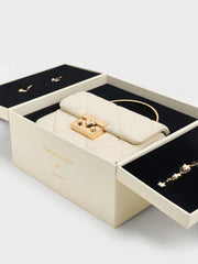 Charles & Ke*th - Quilted Boxy Top Handle Bag - Cream with Gift Box