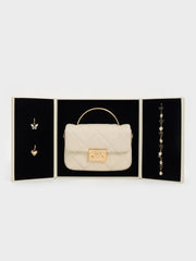Charles & Ke*th - Quilted Boxy Top Handle Bag - Cream with Gift Box