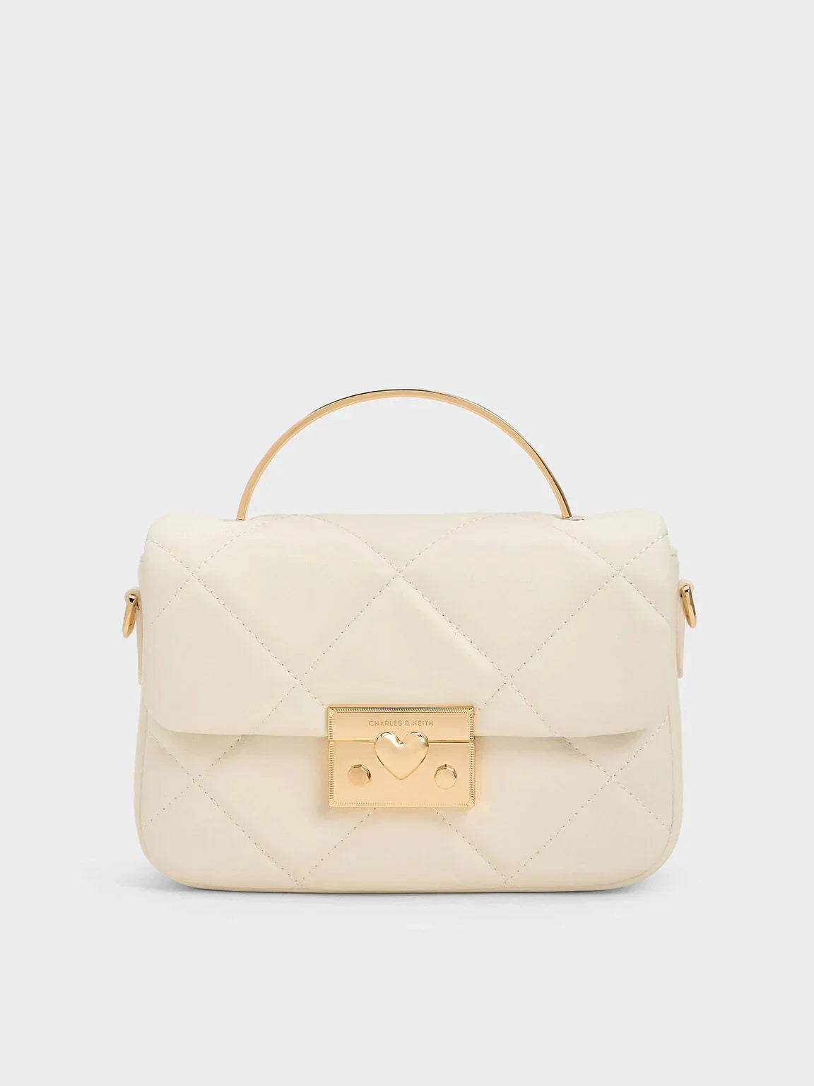 Charles & Ke*th - Quilted Boxy Top Handle Bag - Cream with Gift Box