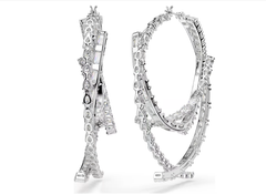 Swar*vski - Matrix hoop earrings Mixed cuts, White, Rhodium plated - 5727098