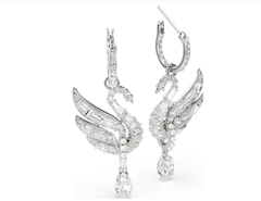 Swar*vski - Swan earrings Swan, White, Rhodium plated - 5723388