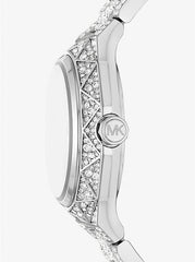 Michael K*rs Oversized Raq*el Pavé Silver-Tone Watch - MK4691