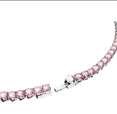 Swar*vski -Matrix Tennis necklace Round cut, Pink, Rhodium plated - 5681800