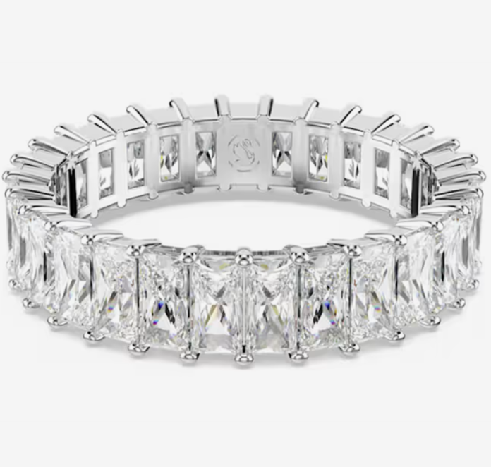 Swar*vski - Cristallo ring Baguette cut, White, Silver-tone finish - 5693407 / 5693410