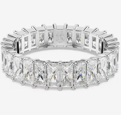 Swar*vski - Cristallo ring Baguette cut, White, Silver-tone finish - 5693407 / 5693410