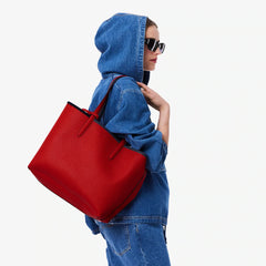 Lacost* - Anna Reversible Tote with Pouch - Black/Red