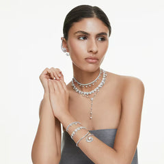 Swar*vski - Tennis bracelet  - Mixed cuts, Heart, White, Rhodium plated-5720860