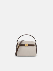 PEDR*  Belted Canvas Handbag - Dark Brown Canvas