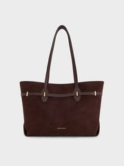 Charles & Ke*th - Arlet Double-Handle Belted Tote Bag - Espresso Brown