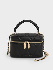 Charles & Ke*th - Arwen Quilted Top Handle Vanity Bag - Black