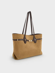 Charles & Ke*th - Arlet Double-Handle Belted Tote Bag - Sahara Sand