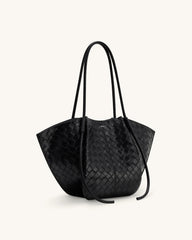 J* PE* - Nal* Wide Weave Texture Tote Bag - Black
