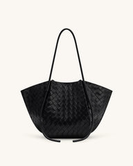 J* PE* - Nal* Wide Weave Texture Tote Bag - Black