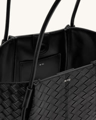 J* PE* - Nal* Wide Weave Texture Tote Bag - Black