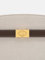 PEDR*  Belted Canvas Handbag - Dark Brown Canvas