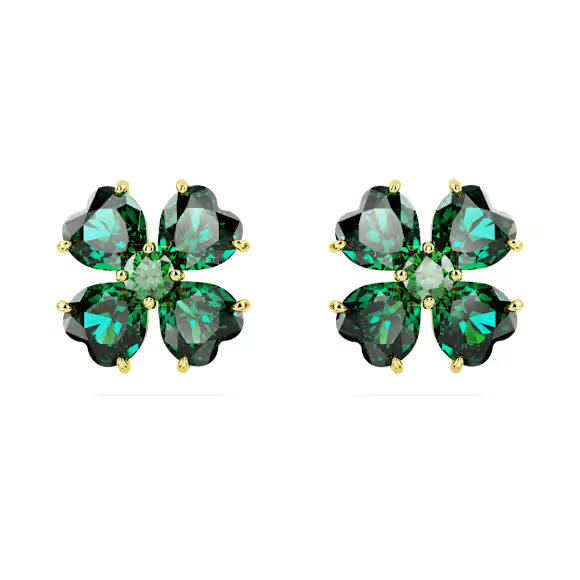 Swar*vski - Idyllia stud earrings Clover, Green - 5666236