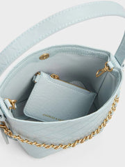 Charles & Ke*th - Duo Quilted Chain Bucket Bag - Sea Salt Blue