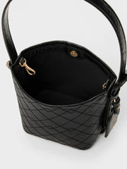 Charles & Ke*th - Duo Quilted Chain Bucket Bag - Black