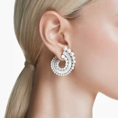 Swar*vski - Arian* Grand* drop earrings Crystal Pearl, Mixed cuts, White, Rhodium plated - 5720869