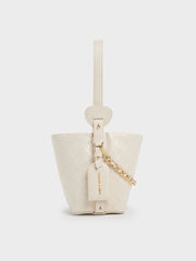 Charles & Ke*th - Duo Quilted Chain Bucket Bag - Cream