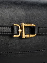 Charles & Ke*th - Gwynne Metallic-Accent Saddle Bag - Black