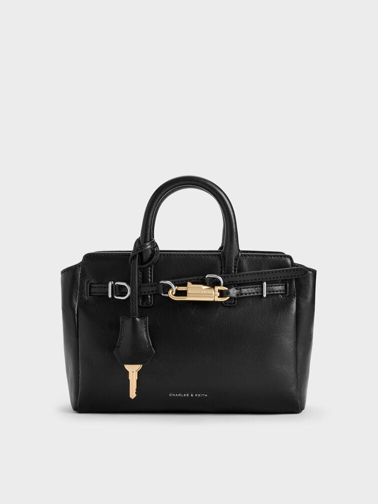 Charles & Ke*th -  Mini Delfina Belted Tote Bag - Noir