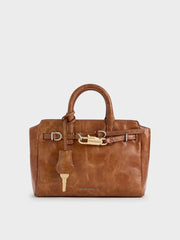 Charles & Ke*th -  Mini Delfina Belted Tote Bag - Distressed Tan
