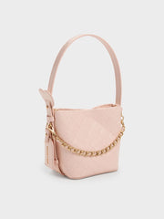 Charles & Ke*th - Duo Quilted Chain Bucket Bag - Soft Pink