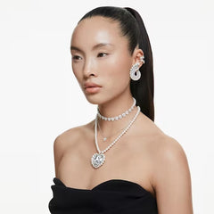 Swar*vski - Arian* Grand* necklace Crystal pearl, Heart cut, Heart, White, Rhodium plated - 5720858
